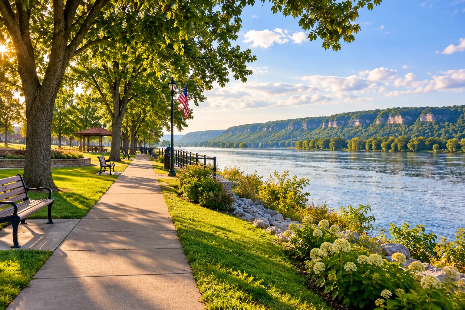 Riverwalk in historic Guttenberg beside the Mississippi