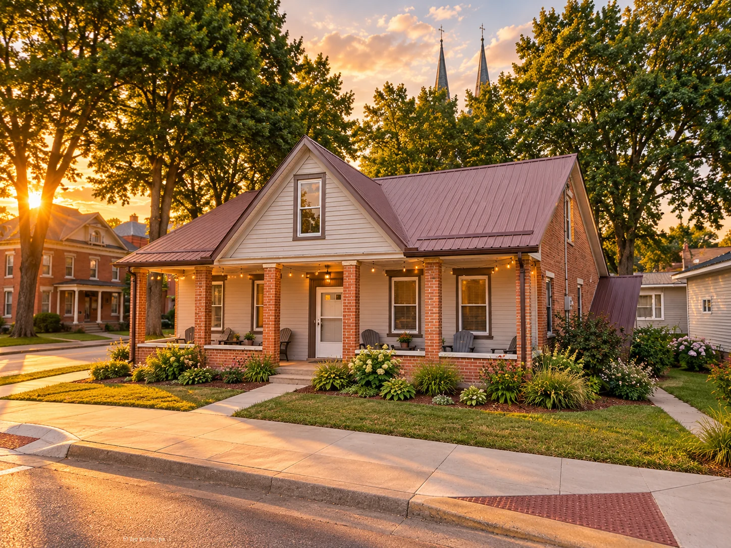 Digitally enhanced golden-hour exterior image of 115 Schiller